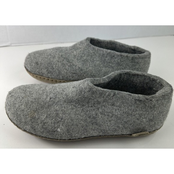 Glerups Wool Shoe W/ Leather Sole Grey Slippers EU Size 38 Equals US W 8 | M 6.5 - Picture 4 of 12